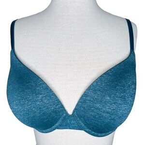 Victoria's Secret Uplift Semi Demi Bra sz 32DD * Convertible Straps Teal Blue